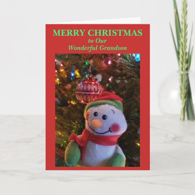 Snowman Christmas Grandson Card (Front)