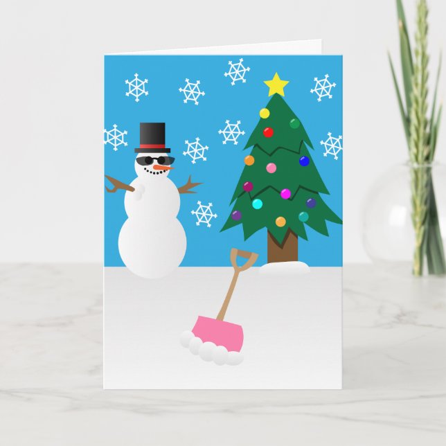 Snowman Christmas Greeting Card, Frosty Holiday Card (Front)