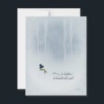 Snowman Christmas Greetings Walk In The SnowyWoods Holiday Card<br><div class="desc">Send some holiday sentiments with a beautiful snowman in snowy woods,  and customise the greeting on the back. Less waste with a flat card,  and it can be framed for holiday art around the home.</div>