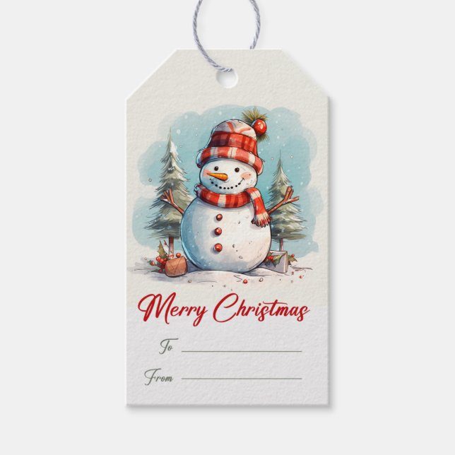 Snowman Christmas Holiday Gift Tags (Front)