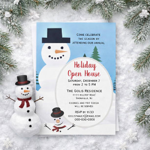 Snowman Christmas Holiday Open House Invitation