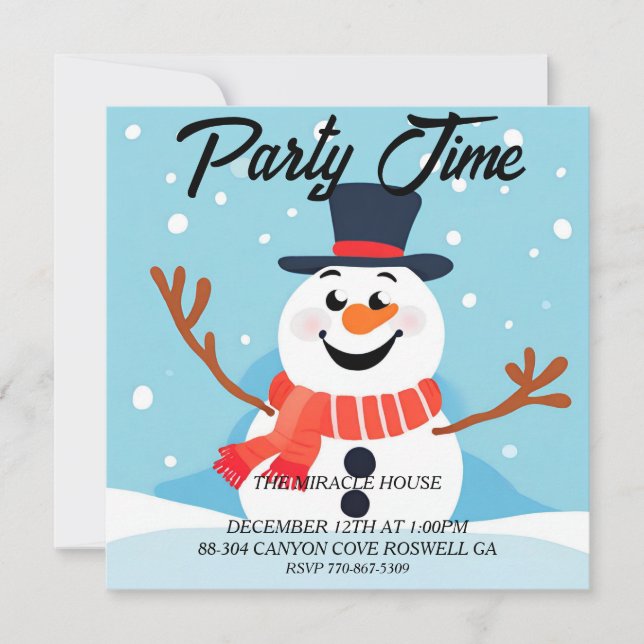 Snowman Christmas Holiday Party Invitation (Front)