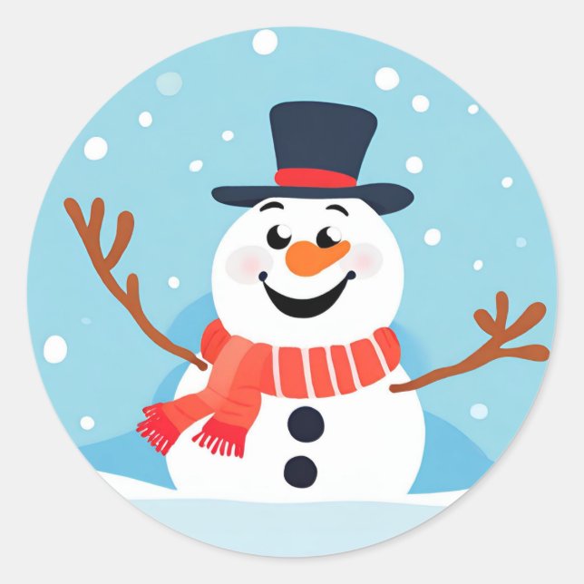 Snowman Christmas Holiday Sticker (Front)