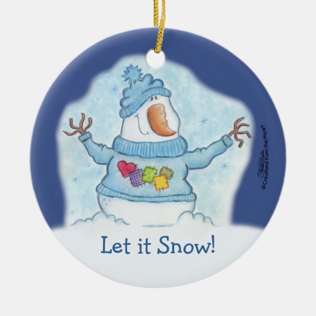 Snowman-Christmas Is “Snow” Close Ceramic Tree Decoration (Front)