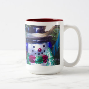Snowman Christmas Ornament Two-Tone Coffee Mug
