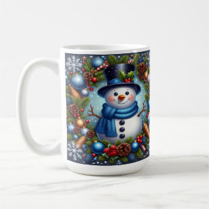 Snowman Christmas Ornaments Pinecones Holiday Art Coffee Mug