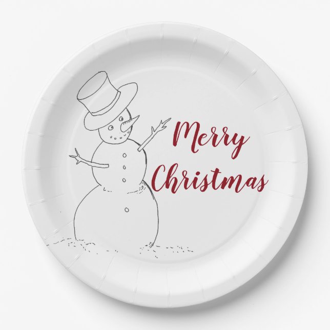 Snowman Christmas paper plate (Front)
