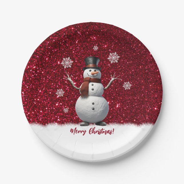 Snowman- Christmas- Paper Plate (Front)