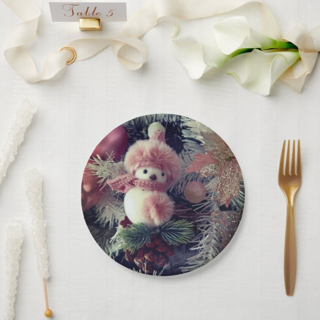 Snowman Christmas Paper Plate  (Wedding)
