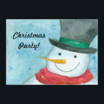 Snowman Christmas Party Invitation Watercolor Art<br><div class="desc">A fun festive snowman Christmas party invitation painted in watercolor!  Colourful invitation to gather friends and family for the holiday season!</div>