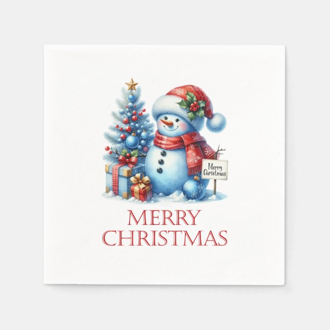 Snowman Christmas Party Napkins (Front)