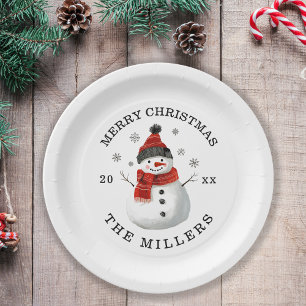 Snowman Christmas Party Paper Plate