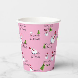Snowman Christmas Party Personalized Paper Cups