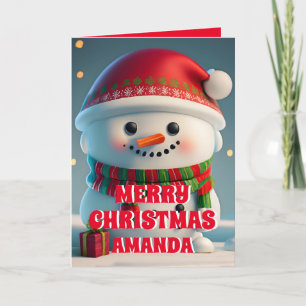 Snowman Christmas Personalised Kids Holiday Card