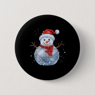 Snowman Christmas Retro Santa Hat Disco Ball Match 6 Cm Round Badge