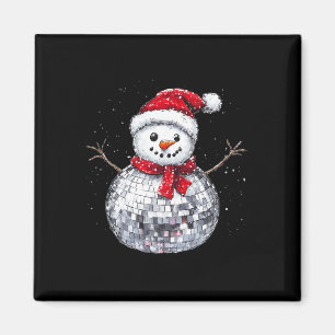 Snowman Christmas Retro Santa Hat Disco Ball Match Magnet