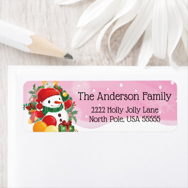 Snowman Christmas Return Address Label (Insitu)