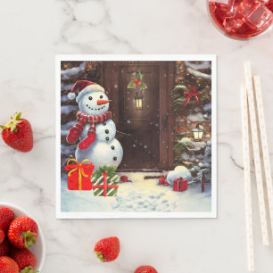 Snowman Christmas Scene Napkin