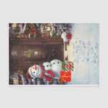 Snowman Christmas Scene Tissue Paper<br><div class="desc">This is an adorable Christmas tissue paper featuring a Christmas scene of a snowman with gifts at the front door of a house in a vintage watercolor style. This tissue paper can be used as a gift bag or gift box filler or for a Christmas decoupage project.</div>