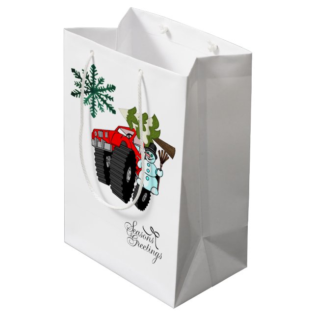 Snowman Christmas Seasons Greetings  Gift Bags (Back Angled)