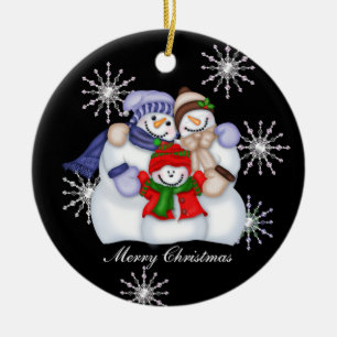 Snowman Christmas Snowflakes Ceramic Tree Decoration