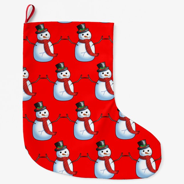 Snowman Christmas Socking Large Christmas Stocking (Front)