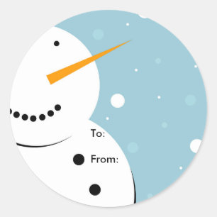 Snowman Christmas Sticker Tag, To: From:
