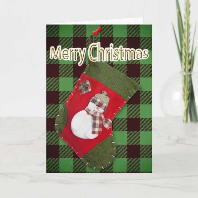 Snowman Christmas Stocking Buffalo Plaid Template (Front)