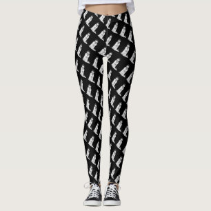 snowman Christmas stocking design black and white Leggings