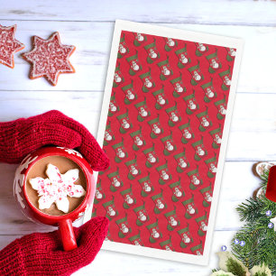 Snowman Christmas Stocking Tiled Pattern Napkin