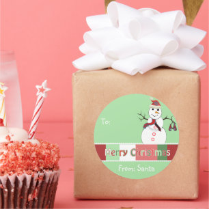 Snowman Christmas Tag Green But You Choose Colour