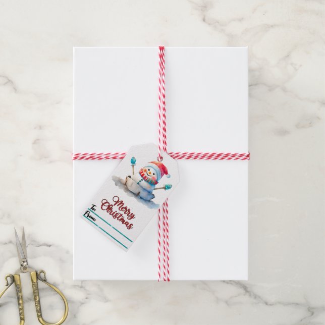 Snowman Christmas tags delight (With Twine)