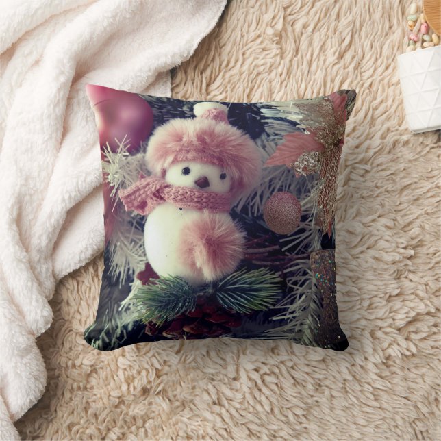 Snowman Christmas Throw Pillow (Blanket)