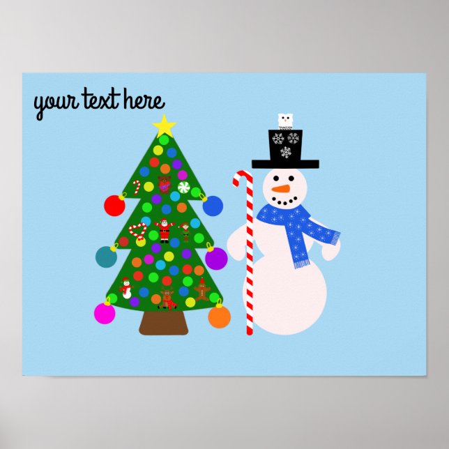 Snowman & Christmas Tree #3 Poster (Front)