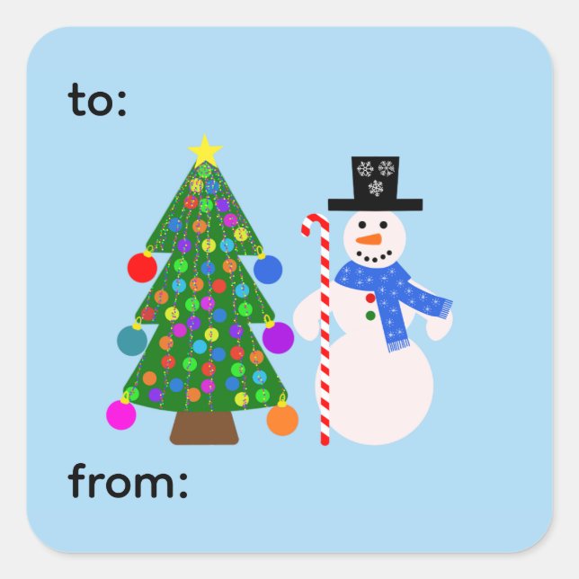 Snowman & Christmas Tree #4-3 Stickers (Front)