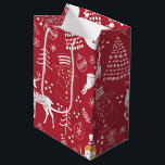 Snowman, Christmas Tree and Deer, Winter Red Medium Gift Bag<br><div class="desc">Introducing our festive Red Christmas Wrapper, a vibrant canvas of holiday cheer that will make your gifts stand out with warmth and joy. The red background sets the perfect stage for a delightful array of vector art graphics, featuring charming snowmen, elegant Christmas trees, graceful reindeer, and delicate snowflakes. Against the...</div>