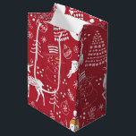 Snowman, Christmas Tree and Deer, Winter Red Medium Gift Bag<br><div class="desc">Introducing our festive Red Christmas Wrapper, a vibrant canvas of holiday cheer that will make your gifts stand out with warmth and joy. The red background sets the perfect stage for a delightful array of vector art graphics, featuring charming snowmen, elegant Christmas trees, graceful reindeer, and delicate snowflakes. Against the...</div>
