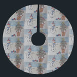 Snowman & Christmas Tree Brushed Polyester Tree Skirt<br><div class="desc">The cute Christmas snowman is so proud of himself. He has worked hard and has finished decorating his Christmas tree with glittering tinsel and colored glass balls and placed a shining yellow star on top. There are even some early presents under the evergreen boughs. This is a jolly, colorful festive...</div>