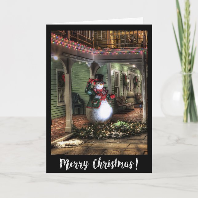 Snowman Christmas Tree Decoration Holiday Card (Front)