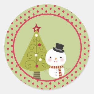 Snowman Christmas Tree Envelope Seal Stickers