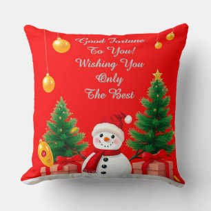 Snowman Christmas Tree Holiday Decor Winter Cushion