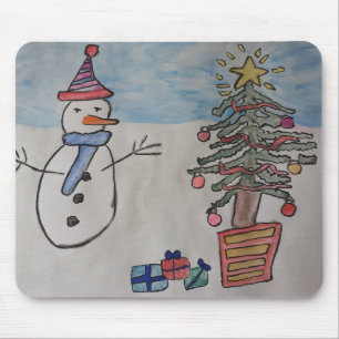 Snowman & Christmas Tree Mouse Pad