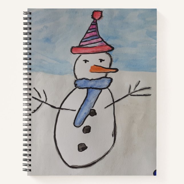 Snowman & Christmas Tree Spiral Notebook (Front)