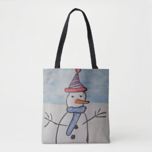 Snowman & Christmas Tree Tote Bag