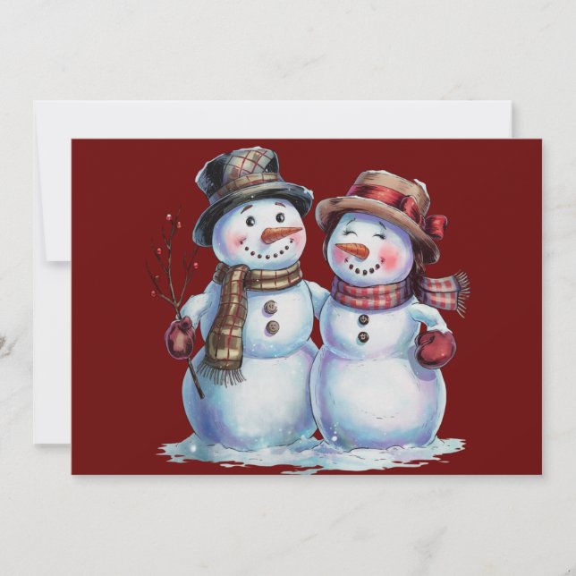 Snowman Christmas Vintage Holiday Card (Front)