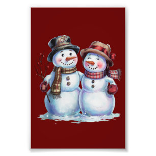 Snowman Christmas Vintage Holiday Photo Print