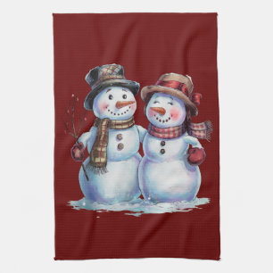 Snowman Christmas Vintage Holiday Tea Towel