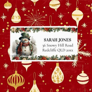 Snowman Christmas Wishes  Label
