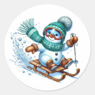 Snowman Classic Round Sticker