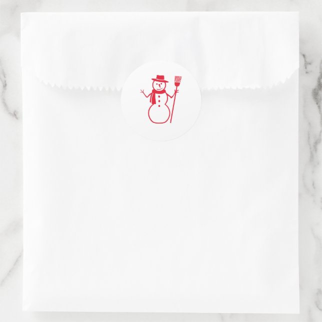 Snowman Classic Round Sticker (Bag)